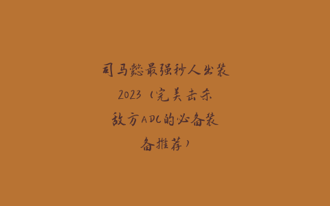 司马懿最强秒人出装2023（完美击杀敌方ADC的必备装备推荐）