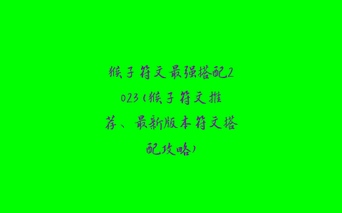 猴子符文最强搭配2023(猴子符文推荐、最新版本符文搭配攻略)