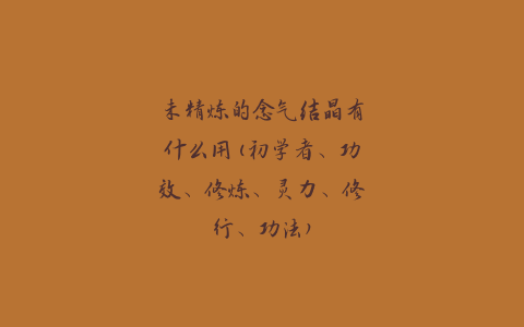 未精炼的念气结晶有什么用(初学者、功效、修炼、灵力、修行、功法)