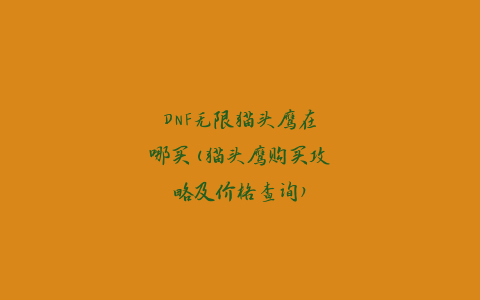 DNF无限猫头鹰在哪买(猫头鹰购买攻略及价格查询)