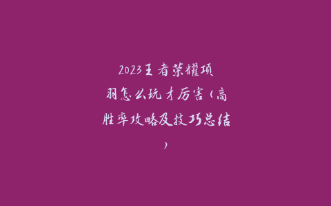 2023王者荣耀项羽怎么玩才厉害(高胜率攻略及技巧总结)