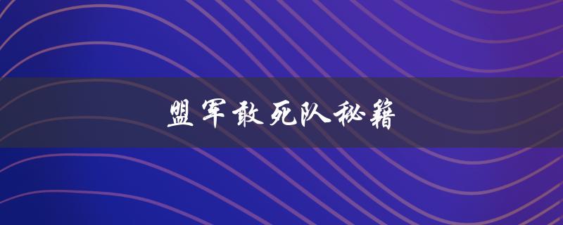 盟军敢死队秘籍(如何成为一名出色的战士)