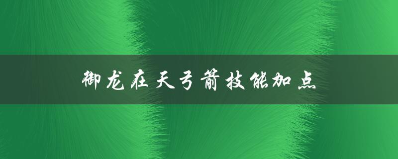 御龙在天弓箭技能加点(应该如何分配技能点)